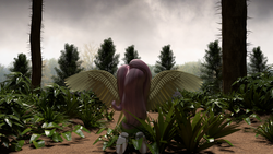 Size: 1920x1080 | Tagged: safe, artist:efk-san, fluttershy, equestria girls, g4, 3d, female, plant, solo, spread wings, tree, wings