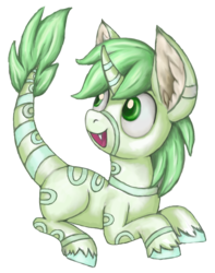 Size: 1368x1740 | Tagged: safe, artist:thebowtieone, oc, oc only, pony, augmented tail, curved horn, horn, prone, simple background, solo, transparent background, zenyu