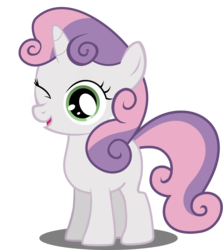 Size: 2792x3133 | Tagged: safe, artist:guero361, sweetie belle, pony, g4, female, high res, looking at you, one eye closed, open mouth, simple background, smiling, solo, transparent background, vector, wink