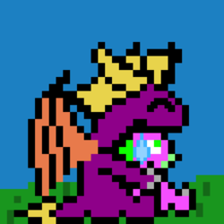 Size: 640x640 | Tagged: safe, artist:derek the metagamer, spike, dragon, g4, crossover, crossover shipping, cuddling, gay, hug, male, pixel art, shipping, snuggling, spikero, spyro the dragon, spyro the dragon (series), teardrop