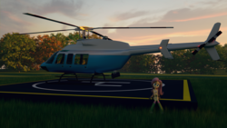 Size: 3840x2160 | Tagged: safe, artist:efk-san, fluttershy, equestria girls, g4, 3d, afternoon, cloud, female, helicopter, high res, solo, tree