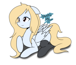 Size: 2700x2300 | Tagged: safe, artist:danmakuman, oc, oc only, oc:eliza, pegasus, pony, clothes, commission, high res, prone, signature, socks, solo