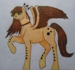 Size: 710x663 | Tagged: safe, artist:depresyjnyolowek, oc, oc only, pegasus, pony, dots, feather, female, jewelry, mare, native american, necklace, random pony, simple, solo, traditional art