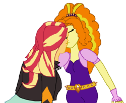 Size: 923x758 | Tagged: safe, artist:ktd1993, adagio dazzle, sunset shimmer, equestria girls, g4, clothes, eyes closed, female, kissing, lesbian, ship:sunsagio, shipping