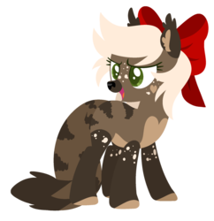 Size: 1024x1057 | Tagged: safe, artist:cinna-swirl, oc, oc only, earth pony, fox, fox pony, hybrid, pony, base used, bow, ear fluff, female, lineless, mare, open mouth, simple background, solo, transparent background