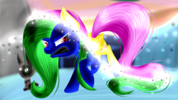 Size: 3309x1861 | Tagged: safe, artist:lixthefork, angel bunny, fluttershy, g4, angry, opposite fluttershy