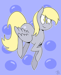 Size: 1280x1564 | Tagged: safe, artist:goldenled, derpy hooves, pegasus, pony, g4, bubble, female, mare, solo