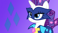 Size: 2560x1440 | Tagged: safe, artist:the-talkie-toaster, radiance, rarity, pony, unicorn, g4, my little pony: friendship is magic, power ponies (episode), clothes, costume, cutie mark, female, mare, power ponies, solo, vector, wallpaper