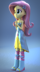 Size: 1080x1920 | Tagged: safe, artist:efk-san, fluttershy, equestria girls, g4, 3d, blender, boots, clothes, dress, fall formal outfits, female, high heel boots, solo