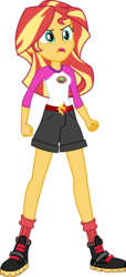 Size: 4965x10874 | Tagged: safe, artist:pink1ejack, sunset shimmer, equestria girls, g4, my little pony equestria girls: legend of everfree, absurd resolution, boots, clothes, cute, female, fist, inkscape, legs, open mouth, sexy, shorts, simple background, socks, solo, transparent background, vector