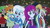 Size: 1280x720 | Tagged: safe, screencap, cloudy kicks, curly winds, derpy hooves, drama letter, golden hazel, heath burns, mystery mint, rose heart, sandalwood, scribble dee, some blue guy, trixie, watermelody, wiz kid, equestria girls, g4, my little pony equestria girls: rainbow rocks, shake your tail, background human, cute, diatrixes, fall formal outfits, happy, having fun, rocking out, smiling