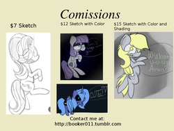 Size: 1024x768 | Tagged: safe, artist:booker-the-dewitt, derpy hooves, maud pie, princess luna, starlight glimmer, pegasus, pony, loony luna, g4, commission, commission info, female, mare, sketch