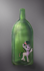 Size: 1172x1885 | Tagged: safe, artist:stratodraw, twilight sparkle, pony, g4, bottle, female, pony in a bottle, solo