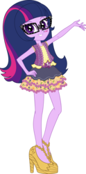 Size: 5851x11798 | Tagged: safe, artist:sugar-loop, sci-twi, twilight sparkle, equestria girls, g4, my little pony equestria girls: legend of everfree, .ai available, .svg available, absurd resolution, alternate hairstyle, boho, camp fashion show outfit, clothes, female, glasses, high heels, legs, simple background, solo, transparent background, vector