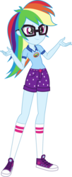 Size: 2222x5453 | Tagged: safe, artist:imperfectxiii, rainbow dash, sci-twi, twilight sparkle, equestria girls, g4, my little pony equestria girls: legend of everfree, camp everfree outfits, clothes, clothes swap, commission, converse, female, glasses, high res, human rainbow, nerd, point commission, shirt, shoes, shorts, simple background, socks, solo, standing, stars, transparent background, vector