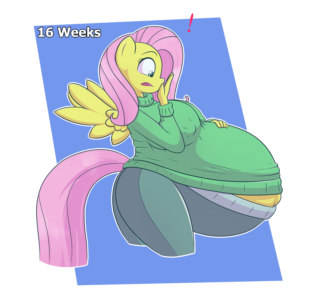 fluttershy, anthro, belly, belly button, big belly, clothes, erect nipples,...