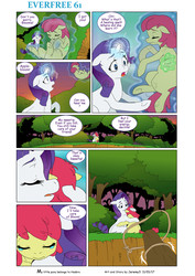 Size: 4379x6190 | Tagged: safe, artist:jeremy3, apple bloom, rarity, earth pony, pony, comic:everfree, g4, absurd resolution, cliff, comic, lasso, rope, tree branch