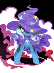 Size: 1517x2027 | Tagged: safe, artist:kmanalli, trixie, pony, unicorn, g4, clothes, female, looking at you, mare, solo, trixie's cape, trixie's hat