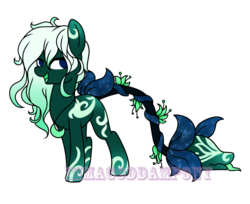 Size: 1736x1420 | Tagged: safe, artist:immagoddampony, oc, oc only, original species, plant pony, augmented tail, jewelry, necklace, simple background, solo, tailmouth, transparent background, watermark
