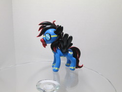 Size: 4608x3456 | Tagged: safe, artist:earthenpony, oc, oc only, oc:storm fire, pegasus, pony, clothes, craft, high res, photo, red and black oc, sculpture, solo, traditional art, wonderbolts uniform