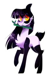 Size: 1377x1962 | Tagged: safe, artist:huirou, oc, oc only, oc:fresia, original species, panda pony, bamboo, chest fluff, female, mare, mouth hold, simple background, solo, transparent background