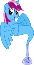 Size: 6400x12085 | Tagged: safe, artist:sollace, oc, oc only, oc:parcly taxel, alicorn, genie, pony, albumin flask, .svg available, absurd resolution, alicorn oc, bottle, horn, horn ring, looking at you, show accurate, simple background, smiling, solo, spread wings, transparent background, vector