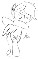 Size: 2870x4416 | Tagged: safe, artist:lavdraws, oc, oc only, pegasus, pony, dab, high res, simple background, sketch, solo, white background