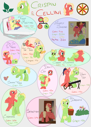Size: 4545x6299 | Tagged: safe, artist:kaleysia, big macintosh, fluttershy, oc, oc:cellini, oc:congerie, oc:crispin, duck, earth pony, hybrid, pegasus, pony, g4, absurd resolution, age progression, apple, baby, baby pony, basket, brother and sister, colt, crying, cutie mark, female, filly, food, freckles, hug, interspecies offspring, keyboard, male, mare, musical instrument, offspring, parent:big macintosh, parent:discord, parent:fluttershy, parent:princess celestia, parents:dislestia, parents:fluttermac, ship:fluttermac, shipping, stallion, straight, tooth gap