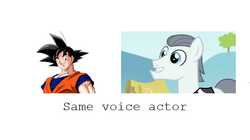 Size: 636x357 | Tagged: safe, silver shill, earth pony, pony, saiyan, g4, dragon ball, dragon ball z, exploitable meme, ian james corlett, male, meme, same voice actor, son goku, stallion, text