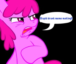 Size: 858x719 | Tagged: safe, berry punch, berryshine, earth pony, pony, g4, drunk, ew gay, female, joke, solo, text