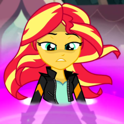 Size: 720x720 | Tagged: safe, screencap, sunset shimmer, equestria girls, g4, my little pony equestria girls: friendship games, clothes, cropped, female, looking down, magic, solo