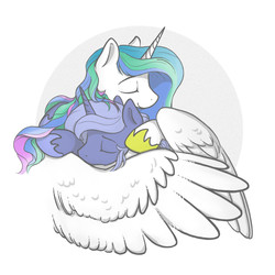 Size: 1177x1177 | Tagged: safe, artist:onkelscrut, princess celestia, princess luna, alicorn, pony, g4, come hug me sis, cute, cutelestia, embrace, eyes closed, hug, large wings, lunabetes, royal sisters, s1 luna, simple background, sisters, smiling, spread wings, white background, winghug, wings