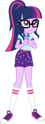 Size: 3425x9392 | Tagged: safe, artist:pink1ejack, sci-twi, twilight sparkle, equestria girls, g4, my little pony equestria girls: legend of everfree, absurd resolution, clothes, converse, female, glasses, ponytail, shirt, shoes, shorts, simple background, sneakers, solo, standing, transparent background, vector