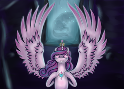 Size: 1024x743 | Tagged: safe, artist:err-em, princess flurry heart, starlight glimmer, pony, g4, crying, eyes closed, female, happy, older, silhouette, solo