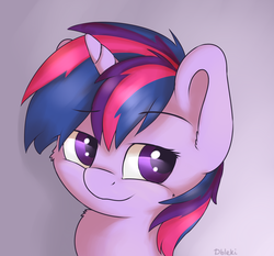 Size: 3000x2800 | Tagged: safe, artist:dbleki, twilight sparkle, pony, g4, alternate hairstyle, chest fluff, cute, female, fluffy, head only, high res, looking at you, punklight sparkle, simple background, solo, twiabetes