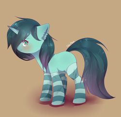 Size: 1970x1900 | Tagged: safe, artist:kate-titan-mrak, oc, oc only, pony, unicorn, clothes, female, mare, socks, solo, striped socks