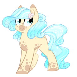 Size: 1024x1024 | Tagged: safe, artist:daydreamsyndrom, oc, oc only, oc:sandcastle, earth pony, pony, coat markings, cute, dappled, female, hair ornament, mare, seashell, simple background, smiling, solo, transparent background