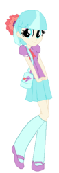Size: 200x584 | Tagged: dead source, safe, artist:animeponynintendo, coco pommel, equestria girls, g4, clothes, cute, equestria girls-ified, female, flower, flower in hair, mary janes, pleated skirt, purse, shoes, simple background, skirt, socks, solo, transparent background