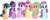 Size: 872x346 | Tagged: safe, artist:diana173076, indigo zap, lemon zest, princess cadance, sour sweet, sugarcoat, sunny flare, equestria girls, g4, alternate mane six, alternate universe, equestria girls ponified, hugpony poses, ponified, shadow five