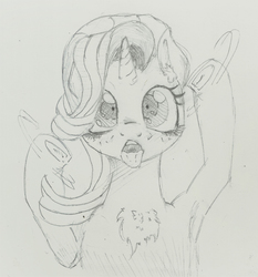 Size: 1000x1071 | Tagged: safe, artist:jericoanon, starlight glimmer, pony, g4, chest fluff, female, looking at you, solo, tongue out, traditional art