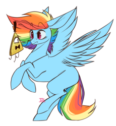 Size: 894x971 | Tagged: safe, artist:house-of-art-and-ponies, rainbow dash, pegasus, pony, g4, big ears, bill cipher, boop, crossover, female, gravity falls, male