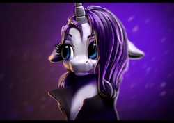 Size: 4234x2993 | Tagged: safe, artist:sceathlet, rarity, pony, unicorn, g4, alternate hairstyle, bust, clothes, female, floppy ears, high res, portrait, solo