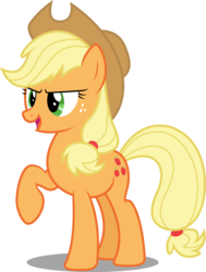 Size: 3675x4856 | Tagged: safe, artist:itv-canterlot, applejack, earth pony, pony, g4, the crystalling, .ai available, .svg available, absurd resolution, cowboy hat, female, freckles, hat, open mouth, raised hoof, simple background, solo, transparent background, vector