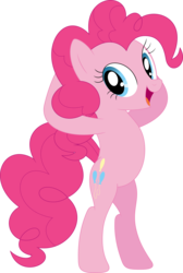 Size: 2413x3592 | Tagged: safe, artist:porygon2z, pinkie pie, earth pony, pony, g4, bipedal, female, high res, hooves behind head, simple background, smiling, solo, transparent background, vector