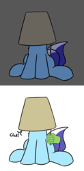 Size: 929x1882 | Tagged: safe, artist:neuro, minuette, oc, oc:anon, human, pony, unicorn, g4, comic, hand, hat, lamp, lampshade, lampshade hat, off, on, silly, silly pony, simple background, solo focus, transparent background