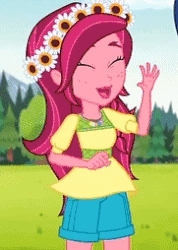 Size: 181x254 | Tagged: safe, screencap, gloriosa daisy, human, equestria girls, g4, my little pony equestria girls: legend of everfree, animated, cropped, female, gif, magical geodes, solo focus
