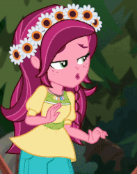 Size: 266x338 | Tagged: safe, screencap, gloriosa daisy, equestria girls, g4, my little pony equestria girls: legend of everfree, animated, cropped, female, gif, magical geodes, solo