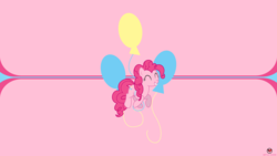 Size: 2560x1440 | Tagged: safe, artist:blackgryph0n, artist:luckreza8, artist:mentalsuicide1, pinkie pie, pony, g4, cutie mark, female, signature, smiling, solo, vector, wallpaper