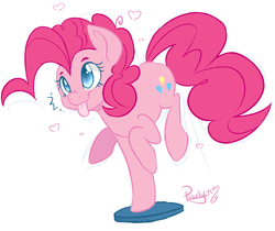 Size: 2087x1749 | Tagged: safe, artist:pixelyte, artist:shinypikachu25, pinkie pie, earth pony, pony, g4, cute, diapinkes, female, heart, silly, silly face, silly pony, simple background, solo, tongue out, white background