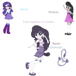 Size: 1000x1000 | Tagged: safe, artist:doraemonfan4life, octavia melody, rarity, equestria girls, g4, boots, bracelet, clothes, fusion, high heel boots, high heels, jewelry, mary janes, multiple arms, shoes, skirt, socks